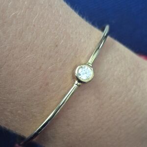 0.5ct Moissanite 925 Gold Vermeil Bezel Cuff Bracelet